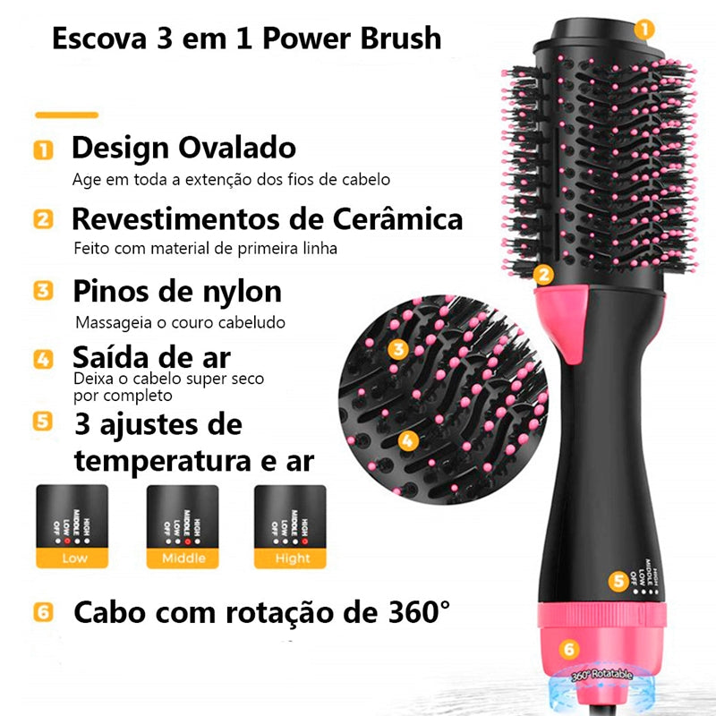 Escova Secadora Seca Alisa E Modela Cabelo